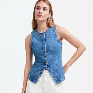 Madewell denim crewneck vest in Java wash, size 6, NWT